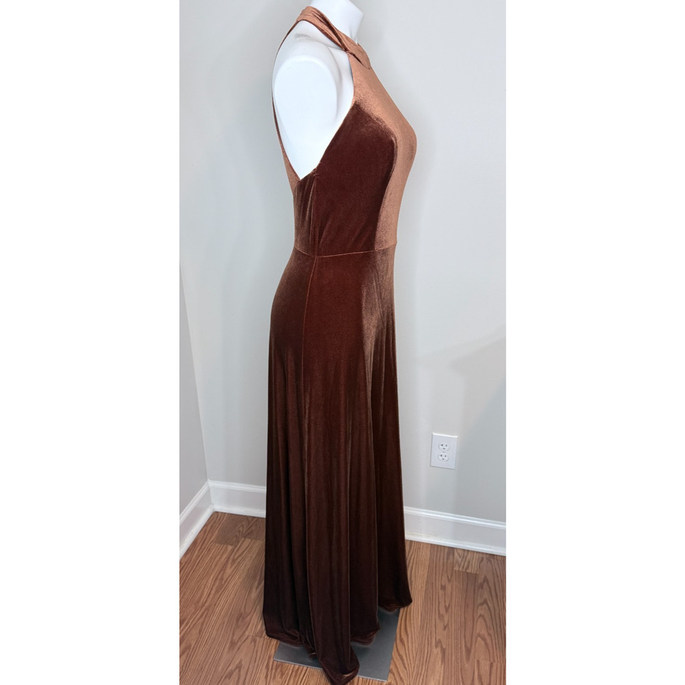 Revelry Tori Velvet Dress Rust Halter Lined Bridesmaid/ Formal Size 8 - Picture 4 of 10
